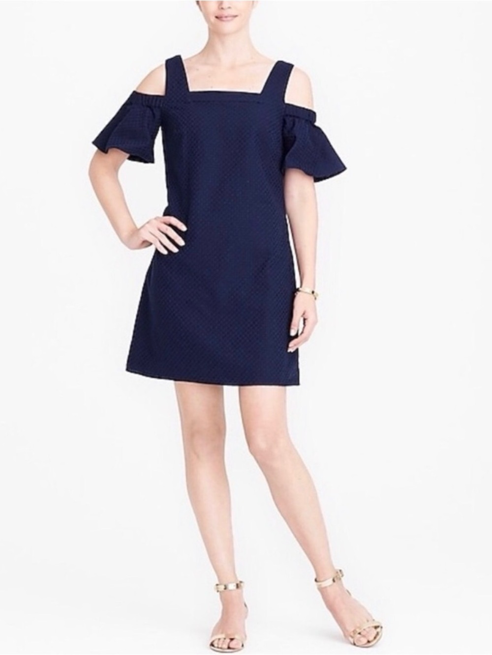 J. Crew Dark Navy Off-Shoulder Mini Dress